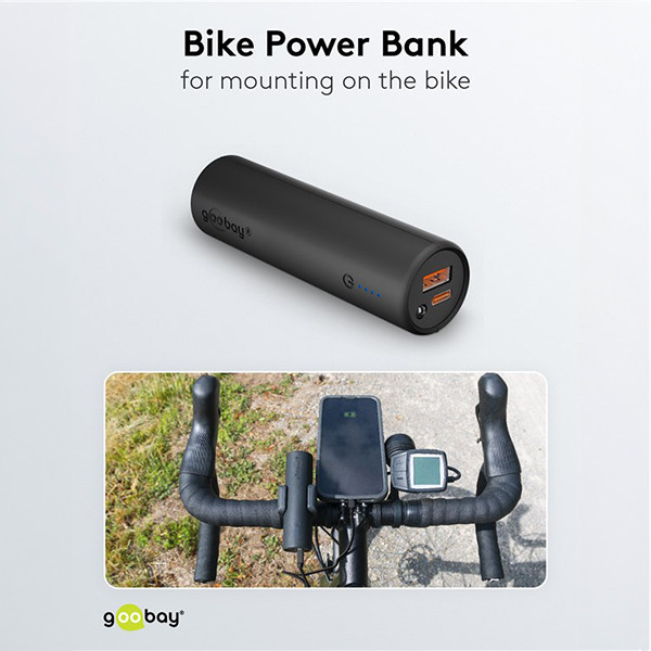 Powerbank met fietshouder | 5000 mAh | USCB-A, USB-C | Zaklamp | Zwart LDR03650 - 4
