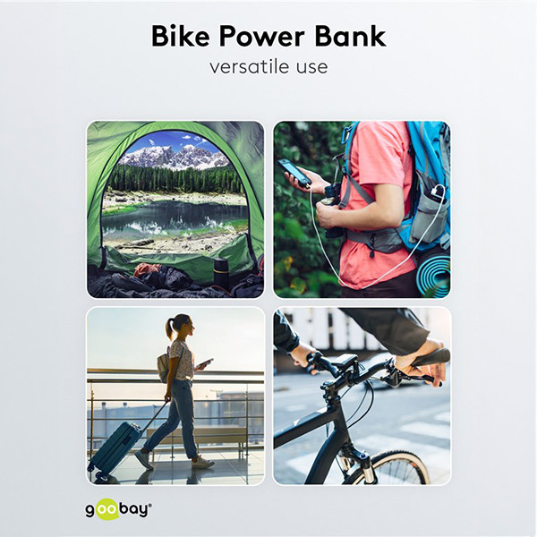 Powerbank met fietshouder | 5000 mAh | USCB-A, USB-C | Zaklamp | Zwart LDR03650 - 5