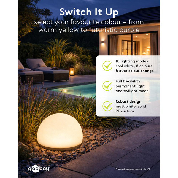 Goobay Solar Bollamp | 2x rond | RGB + 1900-6000K | Ø 20 cm | Schemersensor LDR03673 - 8