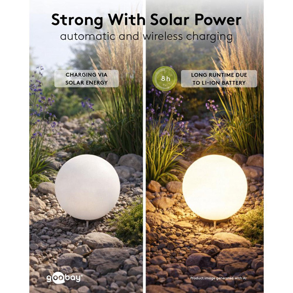 Goobay Solar Bollamp | Rond XL | RGB + 1900-6000K | Ø 35 cm | Schemersensor LDR03672 - 5