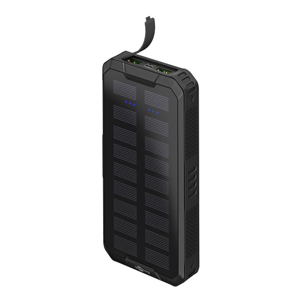Solar Powerbank | 20.000 mAh | 2x USB-A, 1x USB-C | 18W | Zwart LDR03651 - 1