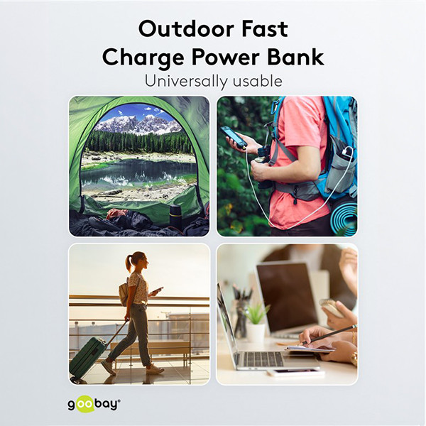 Solar Powerbank | 20.000 mAh | 2x USB-A, 1x USB-C | 18W | Zwart LDR03651 - 3