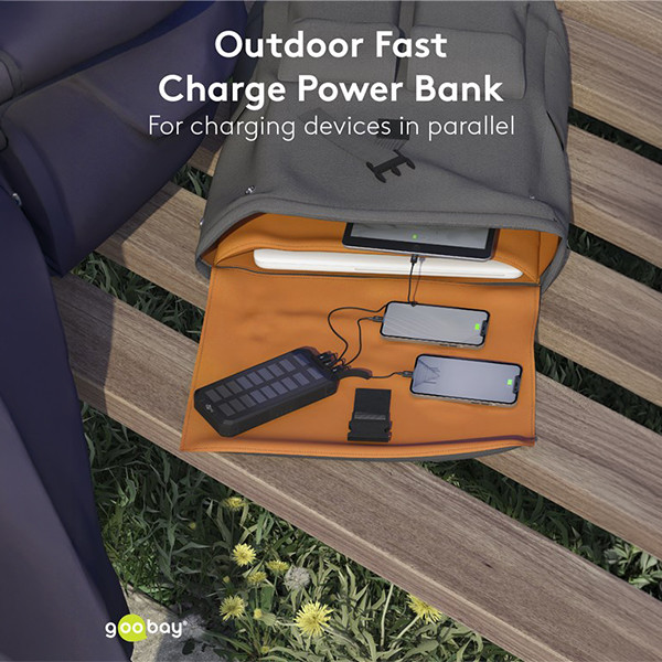 Solar Powerbank | 20.000 mAh | 2x USB-A, 1x USB-C | 18W | Zwart LDR03651 - 6