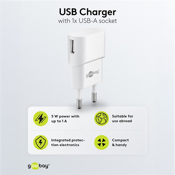 USB-A oplader | 1 poort | 5W | Wit LDR03635 - 2