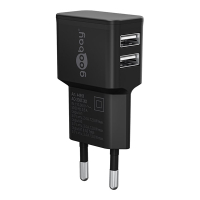 USB-A oplader | 2 poorten | 12W | Zwart