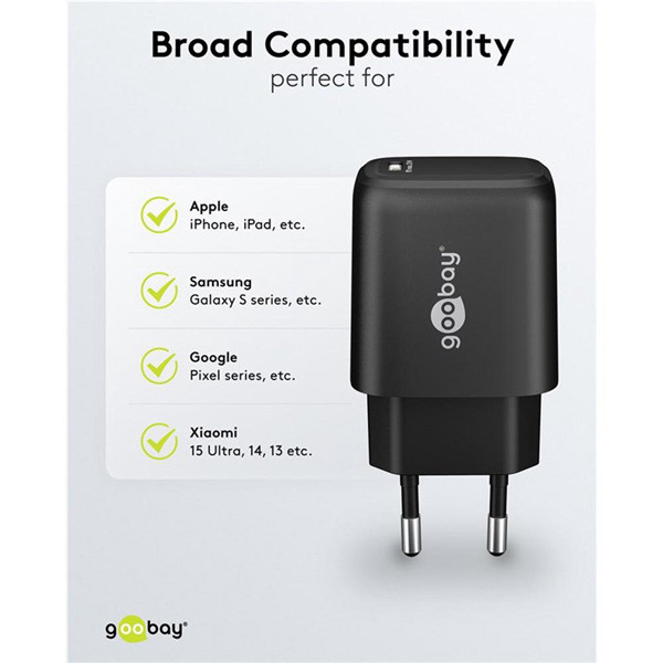 USB-C snellader | 1 poort | 25W | GaN | Power Delivery | Zwart LDR03686 - 8