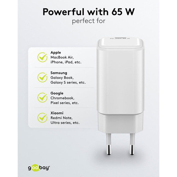 USB-C snellader | 1 poort | 65W | GaN | Power Delivery | Wit LDR03676 - 4