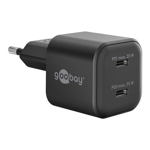USB-C snellader | 2 poorten | 35W | GaN | Power Delivery | Zwart LDR03624 - 1