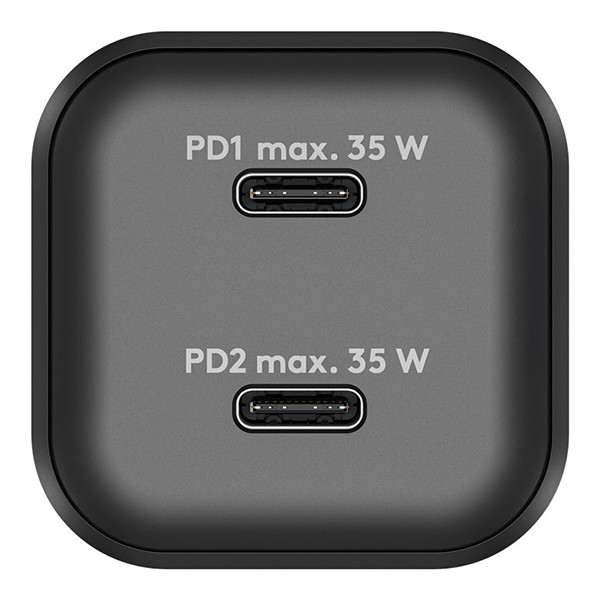 USB-C snellader | 2 poorten | 35W | GaN | Power Delivery | Zwart LDR03624 - 2