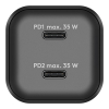 USB-C snellader | 2 poorten | 35W | GaN | Power Delivery | Zwart LDR03624 - 2