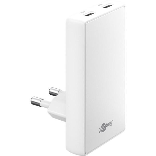 USB-C snellader | 2 poorten | USB-C | 65W | GaN | Power Delivery | 90°  flat | Wit LDR03682 - 1