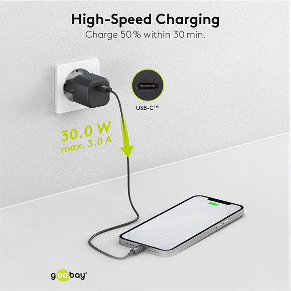 USB-C snellader Nano | 1 poort | 30W | GaN | Power Delivery | Zwart LDR03647 - 5