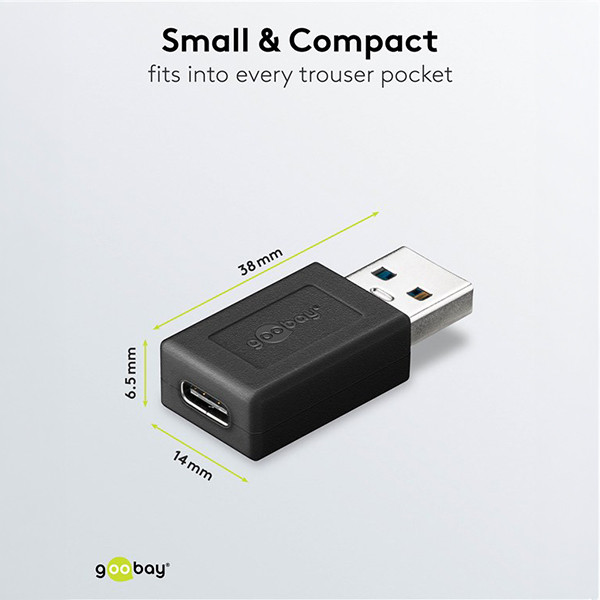 USB A naar USB C adapter | USB 3.0 | Zwart LDR03671 - 3