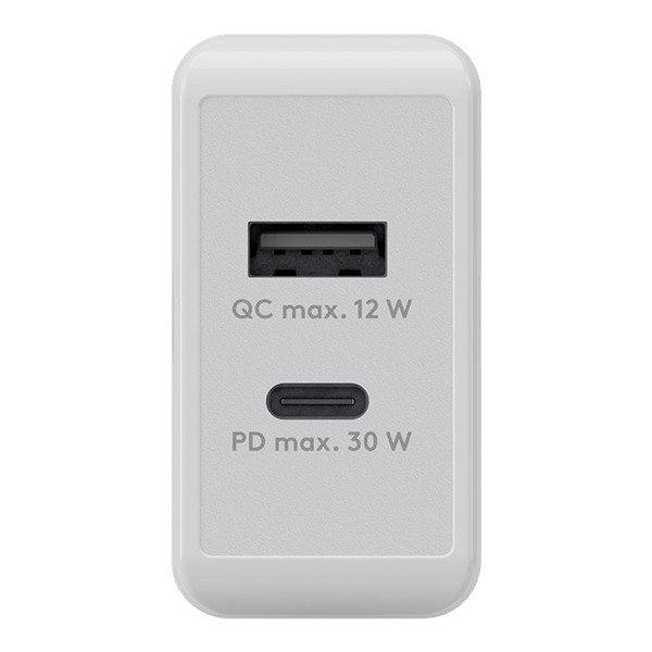 USB multipoort oplader | 2 poorten | USB-A & USB-C | 30W | Power Delivery | Wit LDR03629 - 2