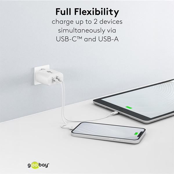 USB multipoort oplader | 2 poorten | USB-A & USB-C | 65W | GaN | Power Delivery | Wit LDR03633 - 5