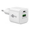USB multipoort snellader | 2 poorten | USB-A & USB-C | 20W | GaN | Power Delivery | Wit
