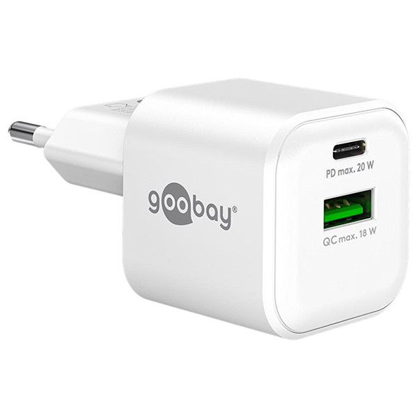 USB multipoort snellader | 2 poorten | USB-A & USB-C | 20W | GaN | Power Delivery | Wit LDR03687 - 1