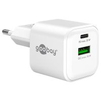USB multipoort snellader | 2 poorten | USB-A & USB-C | 20W | GaN | Power Delivery | Wit LDR03687