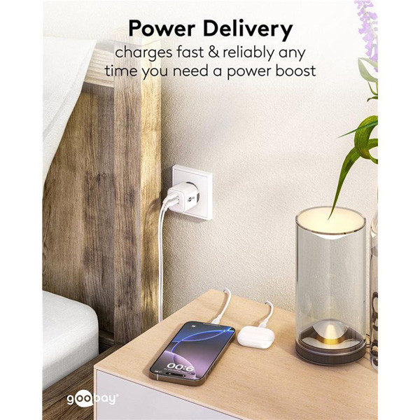 USB multipoort snellader | 2 poorten | USB-A & USB-C | 20W | GaN | Power Delivery | Wit LDR03687 - 7