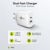 USB multipoort snellader | 2 poorten | USB-A & USB-C | 45W | GaN | Power Delivery | Wit LDR03642 - 2