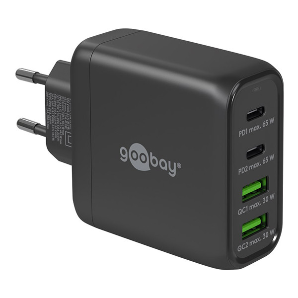 USB multipoort snellader | 4 poorten | USB-A & USB-C | 68W | GaN | Power Delivery | Zwart LDR03641 - 1