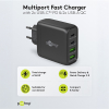 USB multipoort snellader | 4 poorten | USB-A & USB-C | 68W | GaN | Power Delivery | Zwart LDR03641 - 3