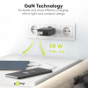 USB multipoort snellader | 4 poorten | USB-A & USB-C | 68W | GaN | Power Delivery | Zwart LDR03641 - 6