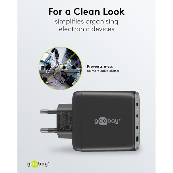 USB multipoort snellader | 4 poorten | USB-A & USB-C | 68W | GaN | Power Delivery | Zwart LDR03677 - 7