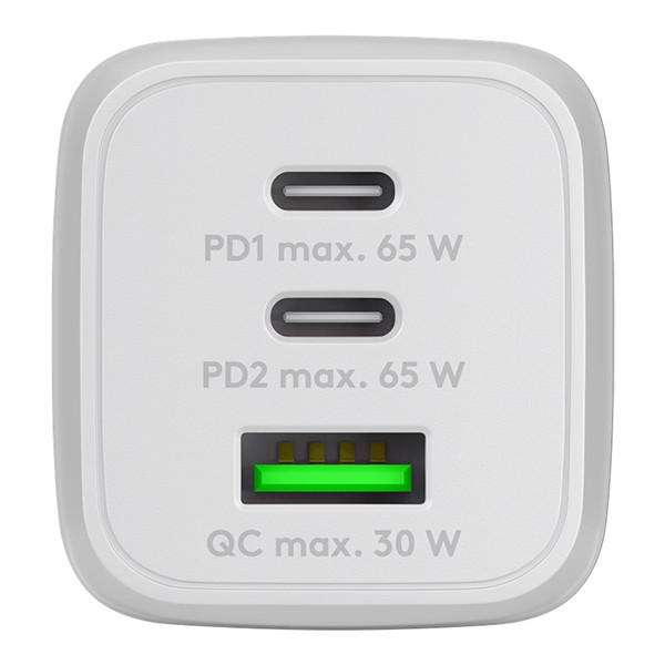 USB multipoort snellader Nano | 3 poorten | USB-A & USB-C | 65W | GaN | Power Delivery | Wit LDR03644 - 2