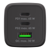 USB multipoort snellader Nano | 3 poorten | USB-A & USB-C | 65W | GaN | Power Delivery | Zwart LDR03645 - 2