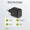 USB multipoort snellader Nano | 3 poorten | USB-A & USB-C | 65W | GaN | Power Delivery | Zwart LDR03645 - 3