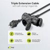Verlengkabel 5 meter voor buiten | 3-voudig | Type F, CEE 7/3 | Max. 3680W | IP44 | Zwart LDR03661 - 3