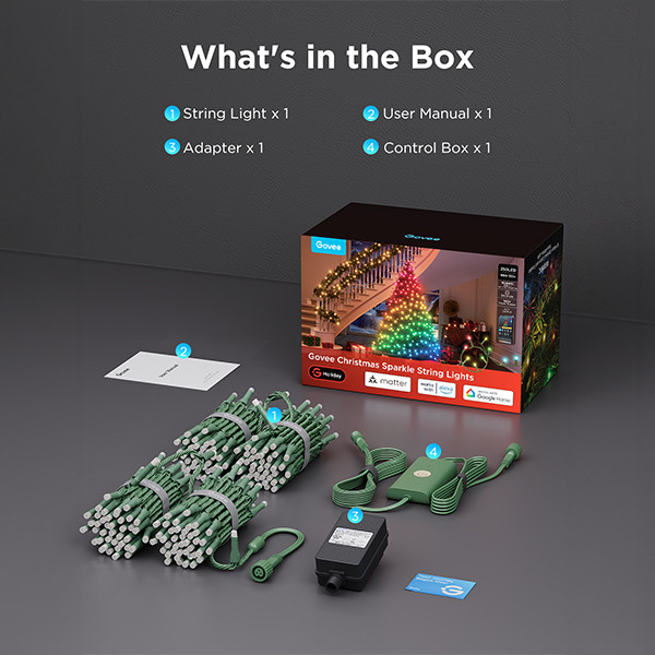 Govee Christmas Sparkle String Lights  | 30 meter | RGBWIC | 375 lampjes | WiFi LGO00210 - 10
