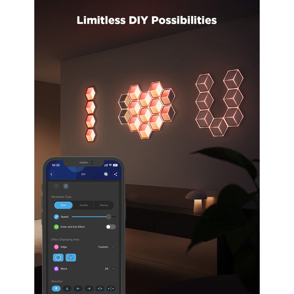Govee Glide Hexagon Light Panels Ultra | Wi-Fi + Bluetooth | 1 paneel | Uitbreiding  LGO00125 - 4