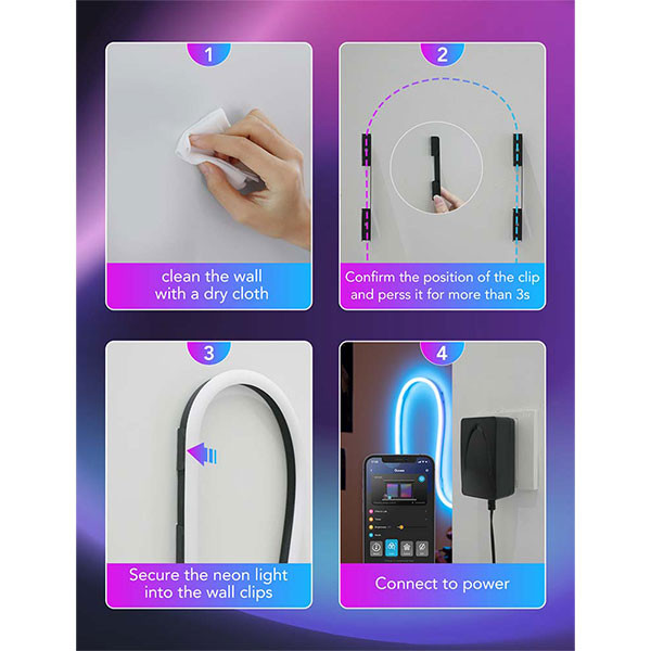 Govee Neon Rope Light 2 Clips | Zwart | 5 stuks  LGO00165 - 4