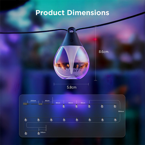 Govee Outdoor Clear Bulb String Lights 15 meter | Wi-Fi + Bluetooth | RGBIC | 15 lampjes LGO00177 - 5