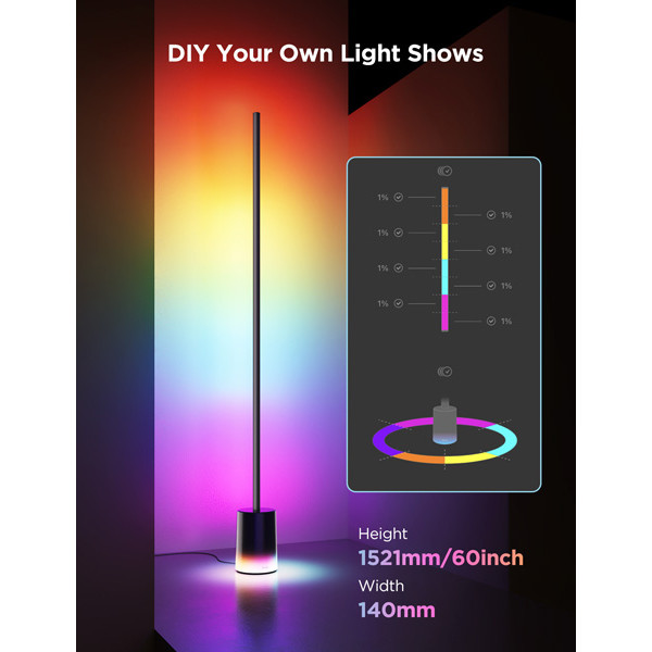 Govee RGBICWW Floor Lamp 2 | Wi-Fi + Bluetooth, Matter | Zwart  LGO00128 - 5