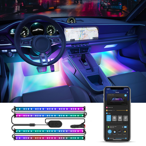 Govee RGBIC Interior Car Lights | 4x 30 cm | 30 Scene Mode + 4 Music Mode  LGO00134 - 1