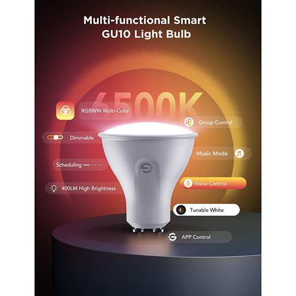 Govee Smart Light Spot GU10 | RGBWW | Wi-Fi + Bluetooth | 4.8W | 2 stuks  LGO00145 - 5