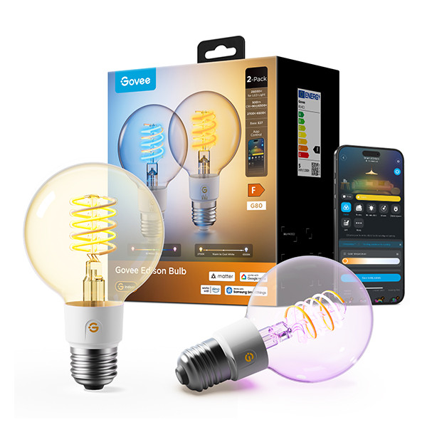 Govee Smart lamp E27 | Globe G80 | 2700-6500K | WiFi, Bluetooth | 2 stuks LGO00206 - 1