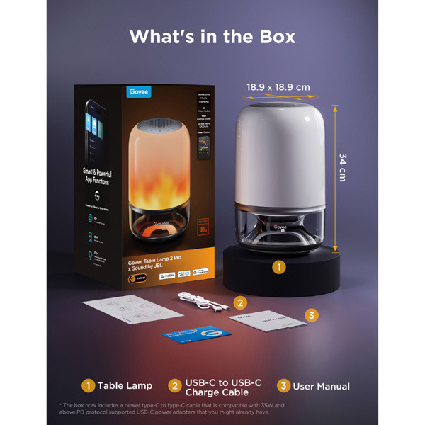 Govee Table Lamp 2 Pro (Sound by JBL) | RGBIC | 24W | Wi-Fi, Bluetooth + Matter LGO00190 - 10