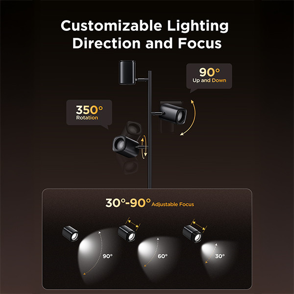 Govee Tree Floor Lamp | Wi-FI, Bluetooth + Matter | Zwart LGO00185 - 4