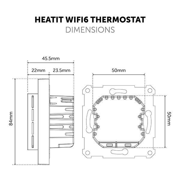 Heatit WiFi6 thermostaat | Draadloos | WiFi, Bluetooth | Wit | RAL 9003  LHE00128 - 9