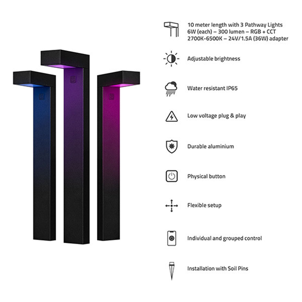 Hombli Outdoor Smart Pathway Light | 3 stuks | Startset  LHO00058 - 3