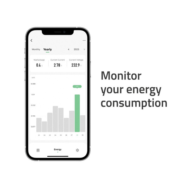 Hombli Slimme Stekkerdoos met energiemeter |  Max. 3680W | Grijs  LHO00100 - 5