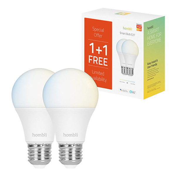 Hombli Smart Bulb E27 | Instelbaar wit | 2 stuks | 9W | 2700K-6500K  LHO00061 - 1