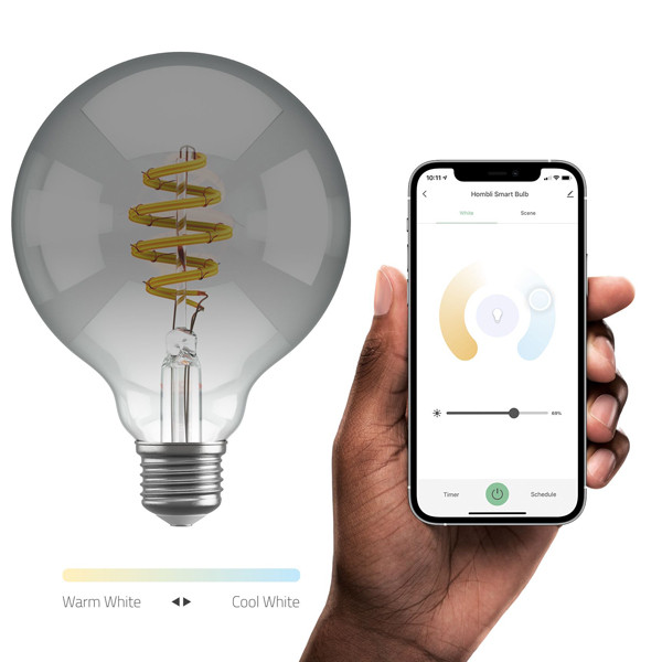 Hombli Smart Filament Bulb E27 | Globe | Smokey | 1 stuk | 5.5W | 1800K-2700K  LHO00040 - 3