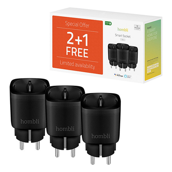 Hombli Smart Plug met energiemeter | Zwart | 3 stuks  LHO00083 - 1