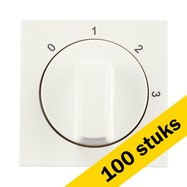 ION INDUSTRIES Aanbieding: 100x Centraalplaat met Draaiknop  3-standenschakelaar met Nulstand V1/J1 Alpin Wit  LIO00113 - 1