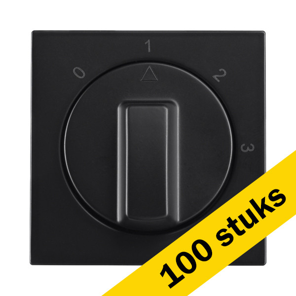 Aanbieding: 100x Centraalplaat met Draaiknop  3-standenschakelaar met Nulstand V1/J1 Mat Zwart LIO00119 - 1